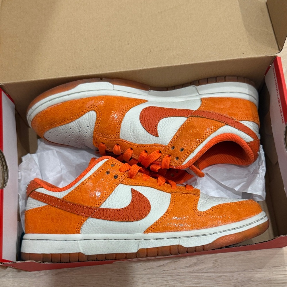 Nike Kids Orange and White Low-Top Sneakers